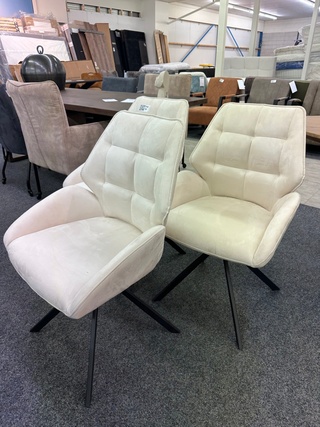 3x Eetkamerstoelen Meike, Microvezel, crème